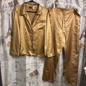 Fredericks Collection Gold Satin Pajama Set
